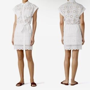 Veronica Beard Bettina White Eyelet Minidress Size 8